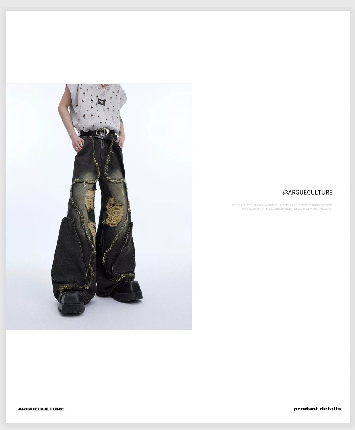 Distressed Fringe Straight-Leg Jeans | Washed Denim - description image 9