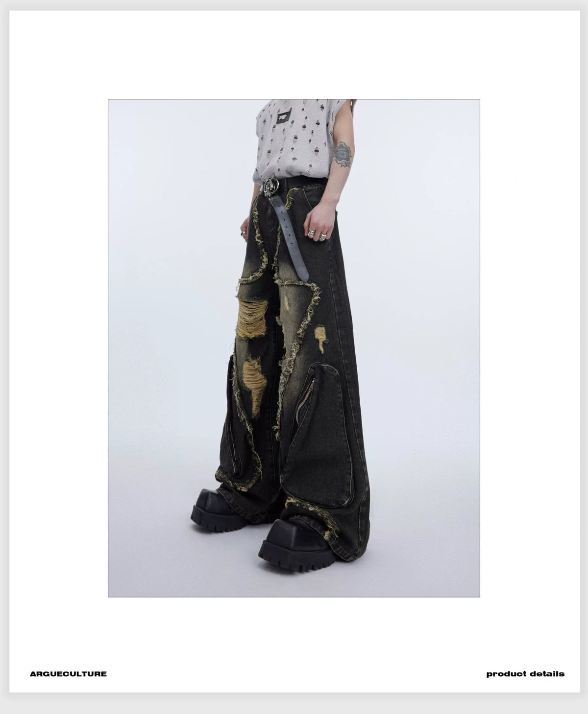 Distressed Fringe Straight-Leg Jeans | Washed Denim - description image 10