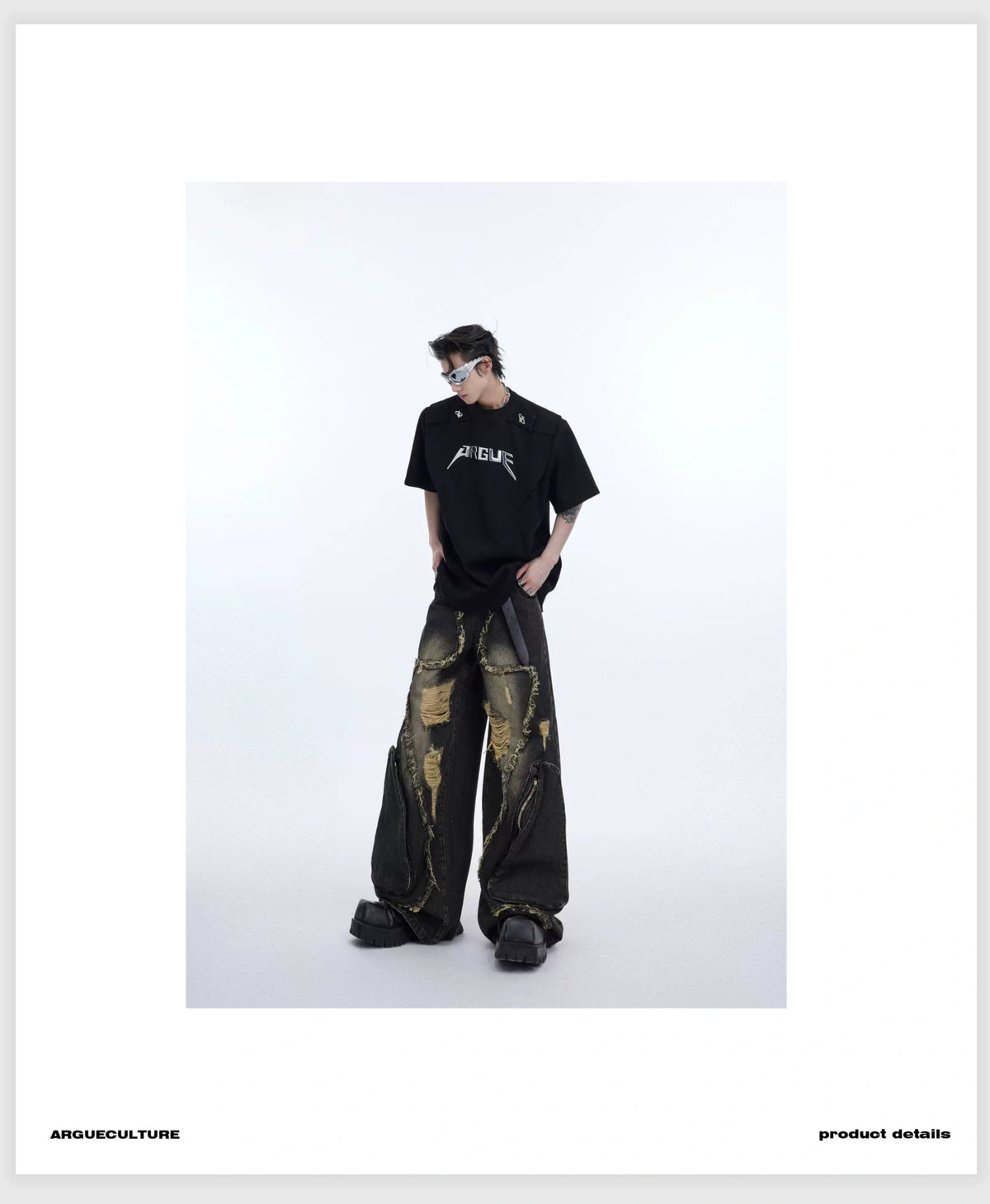Distressed Fringe Straight-Leg Jeans | Washed Denim - description image 12