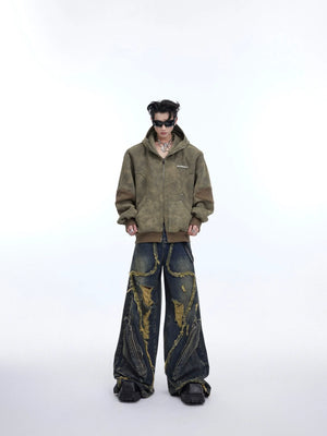 Distressed Fringe Straight-Leg Jeans | Washed Denim - main image 3