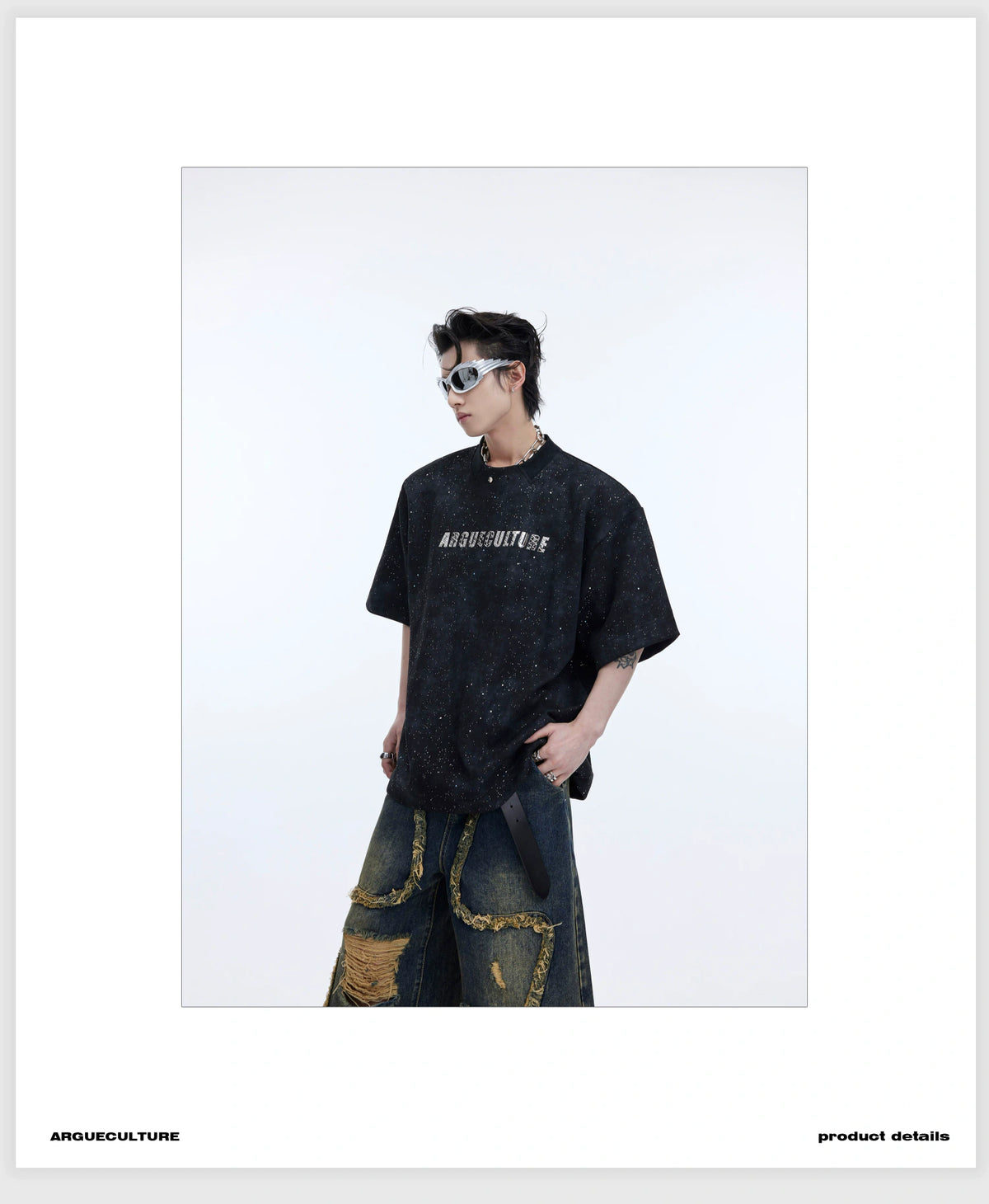 Metal Logo Shoulder-Pad T-Shirt | Relaxed Cotton - description image 2