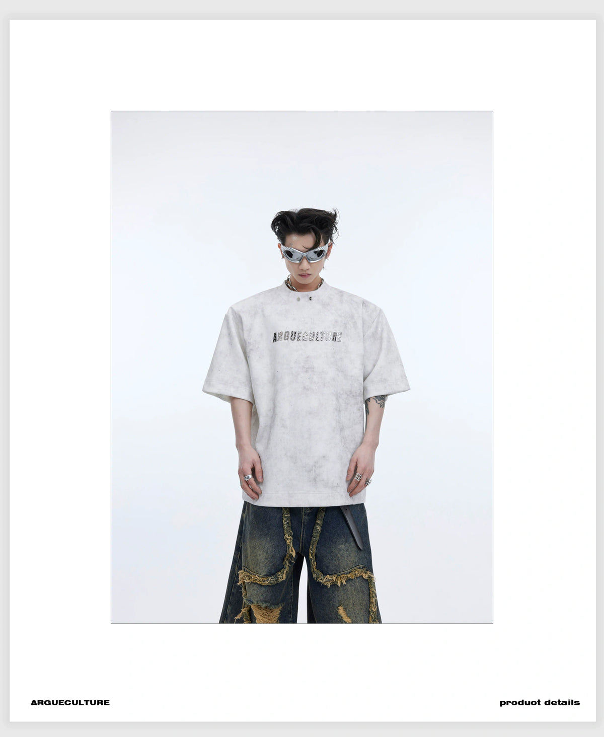 Metal Logo Shoulder-Pad T-Shirt | Relaxed Cotton - description image 8
