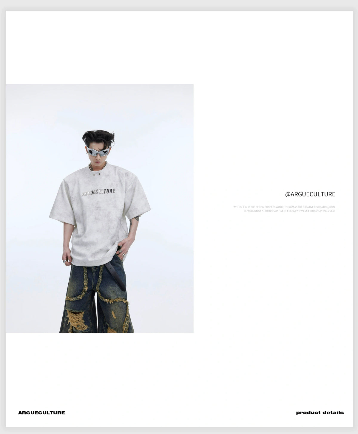 Metal Logo Shoulder-Pad T-Shirt | Relaxed Cotton - description image 9