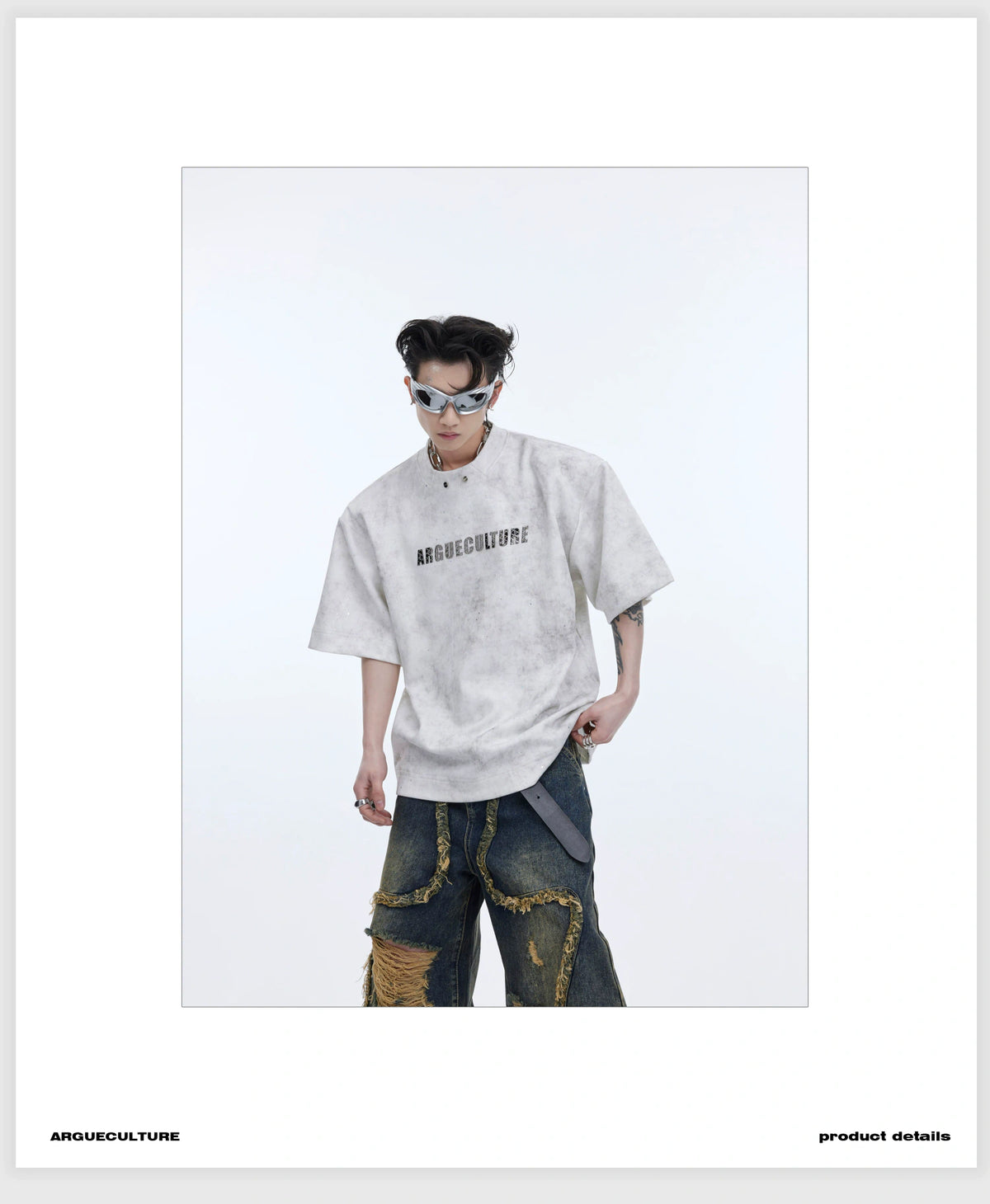 Metal Logo Shoulder-Pad T-Shirt | Relaxed Cotton - description image 10