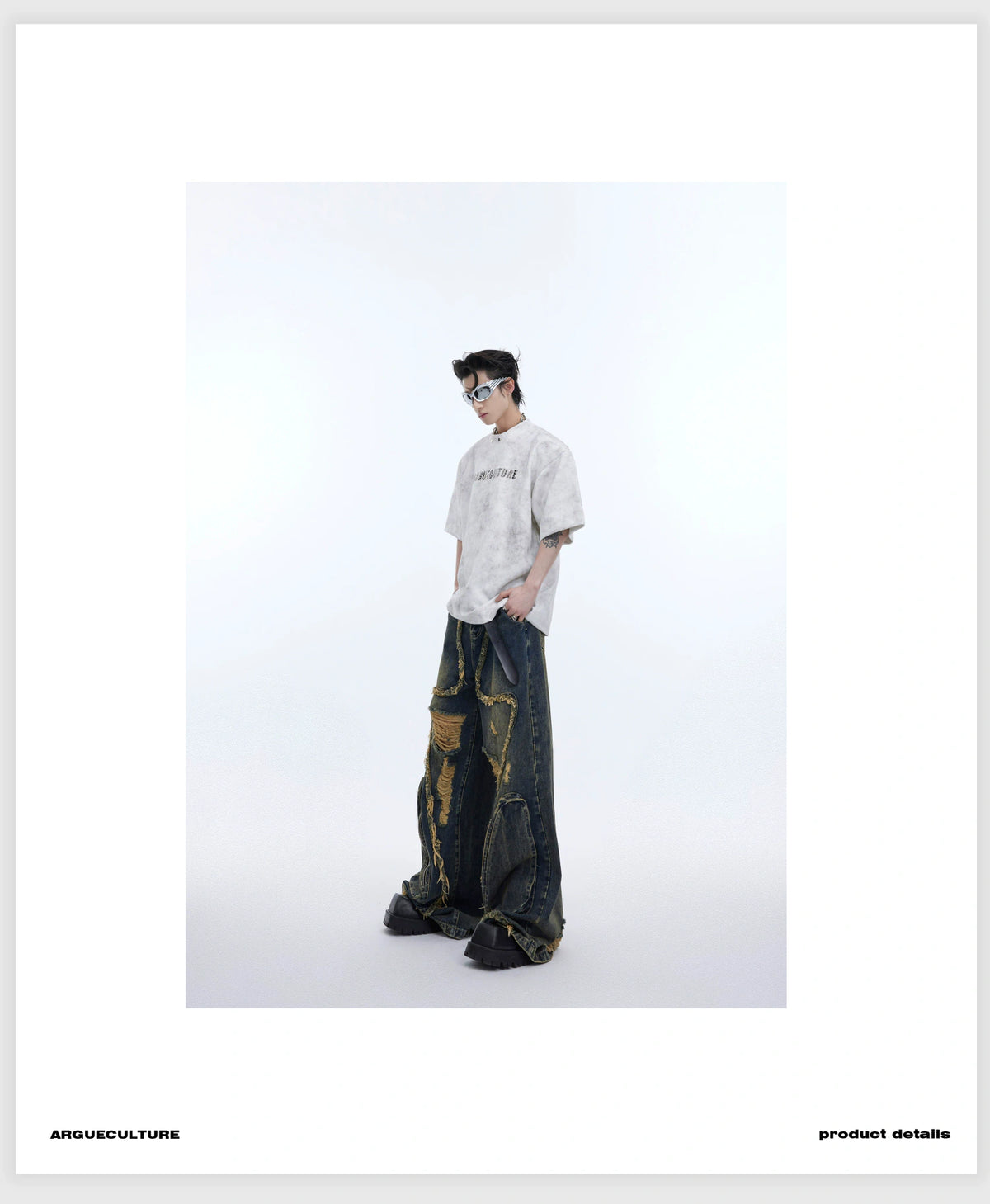 Metal Logo Shoulder-Pad T-Shirt | Relaxed Cotton - description image 12