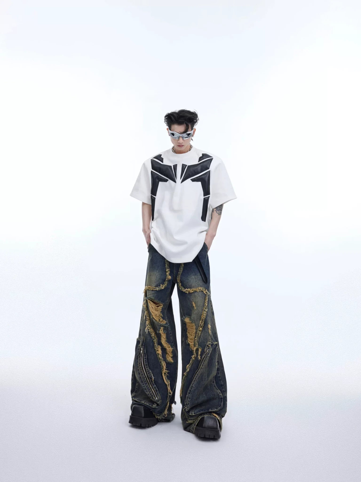3D Relief Spliced Oversized T-Shirt | Unisex Streetwear - main image 3