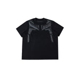 3D Relief Spliced Oversized T-Shirt | Unisex Streetwear - Black