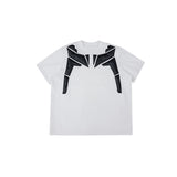 3D Relief Spliced Oversized T-Shirt | Unisex Streetwear - White