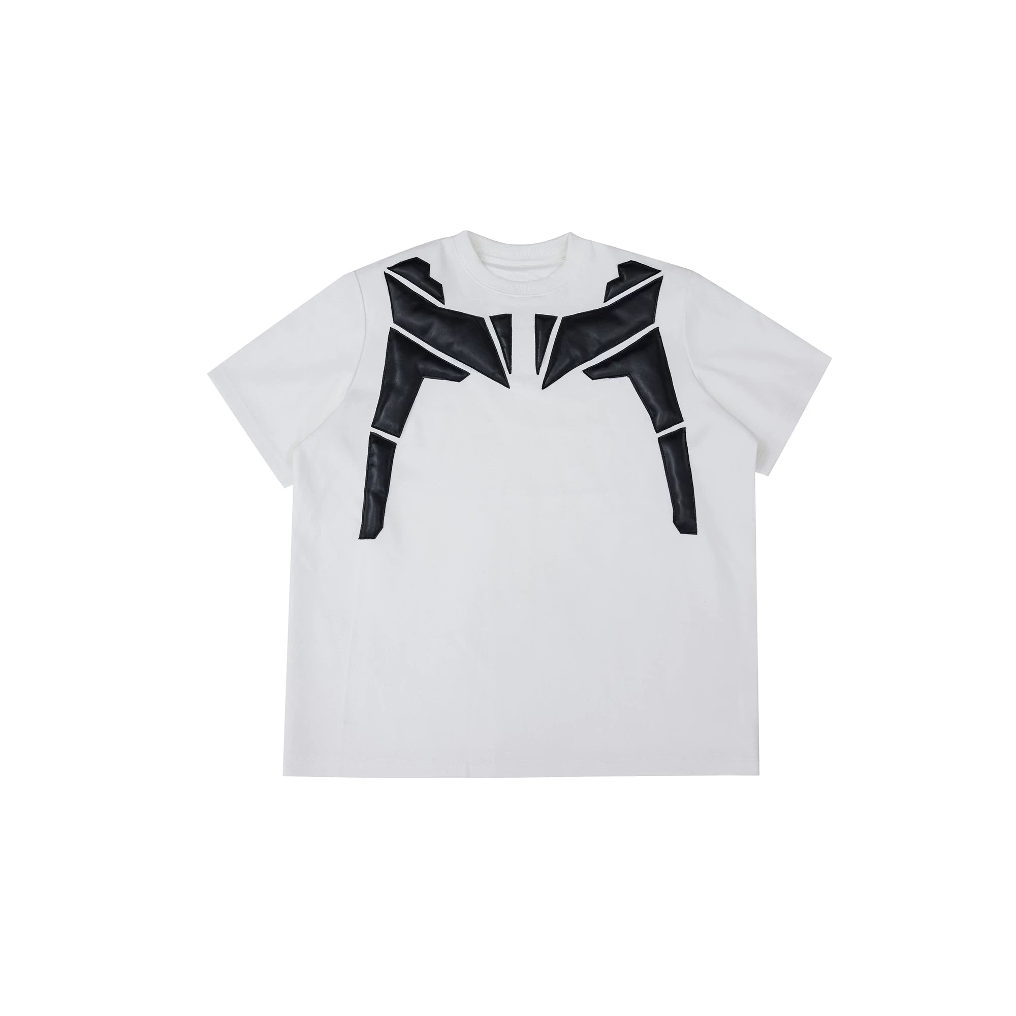 3D Relief Spliced Oversized T-Shirt | Unisex Streetwear - White