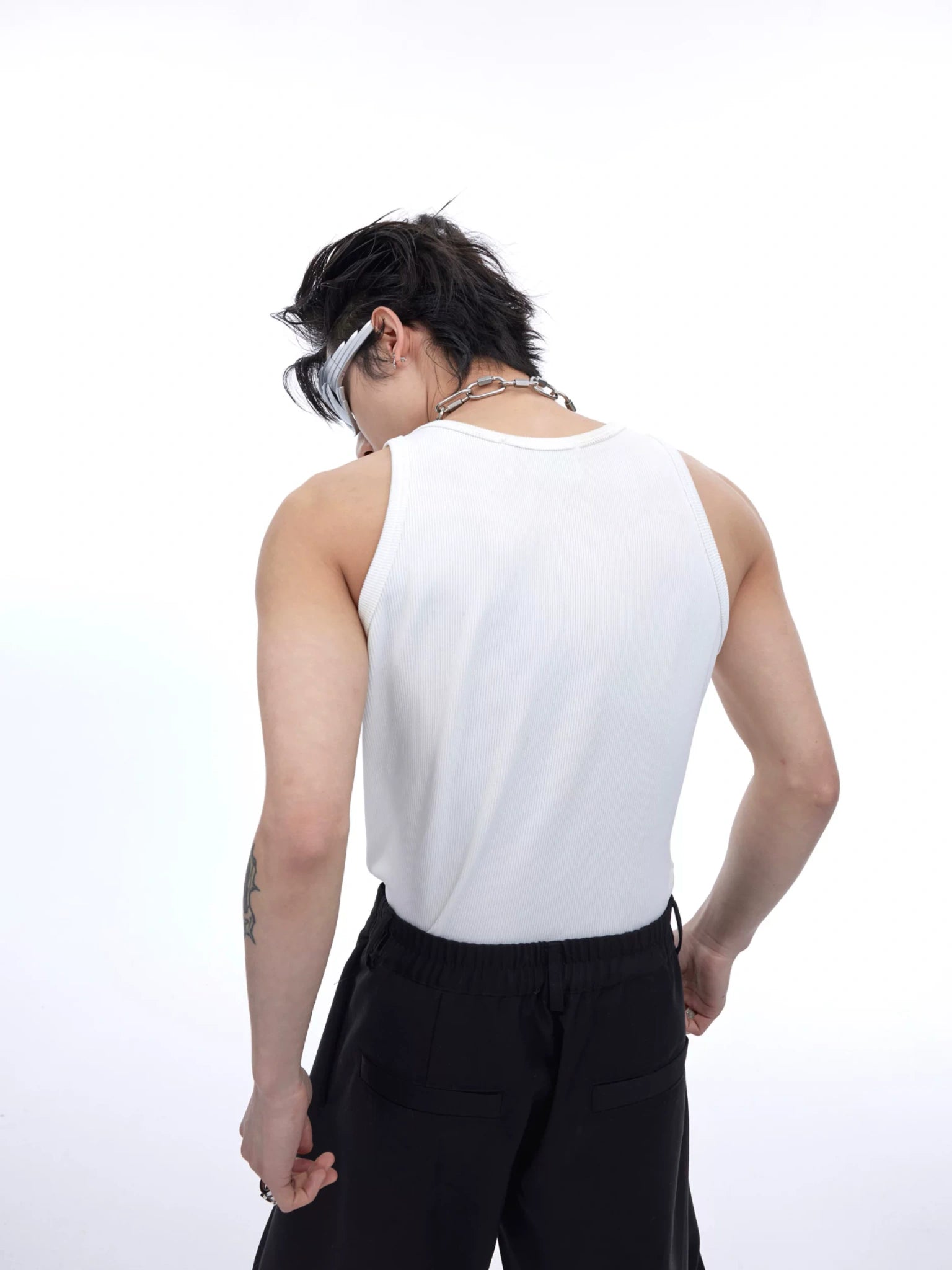 Metal-Trim Fitted Tank Vest | Unisex Streetwear - main image 2