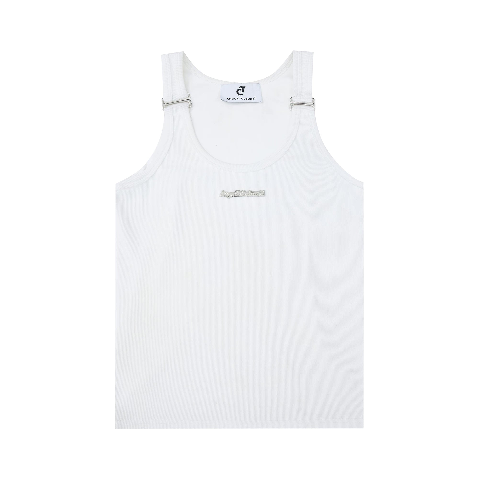 Metal-Trim Fitted Tank Vest | Unisex Streetwear - White