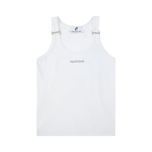 Metal-Trim Fitted Tank Vest | Unisex Streetwear - White