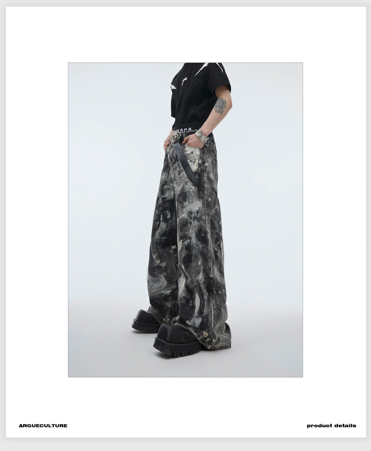 Relaxed Straight-Leg Washed Jeans | Cotton Denim - description image 2