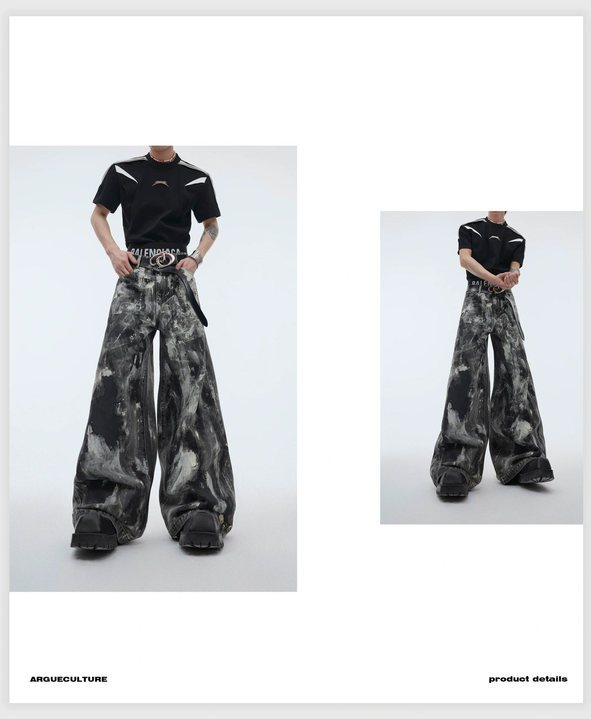 Relaxed Straight-Leg Washed Jeans | Cotton Denim - description image 3