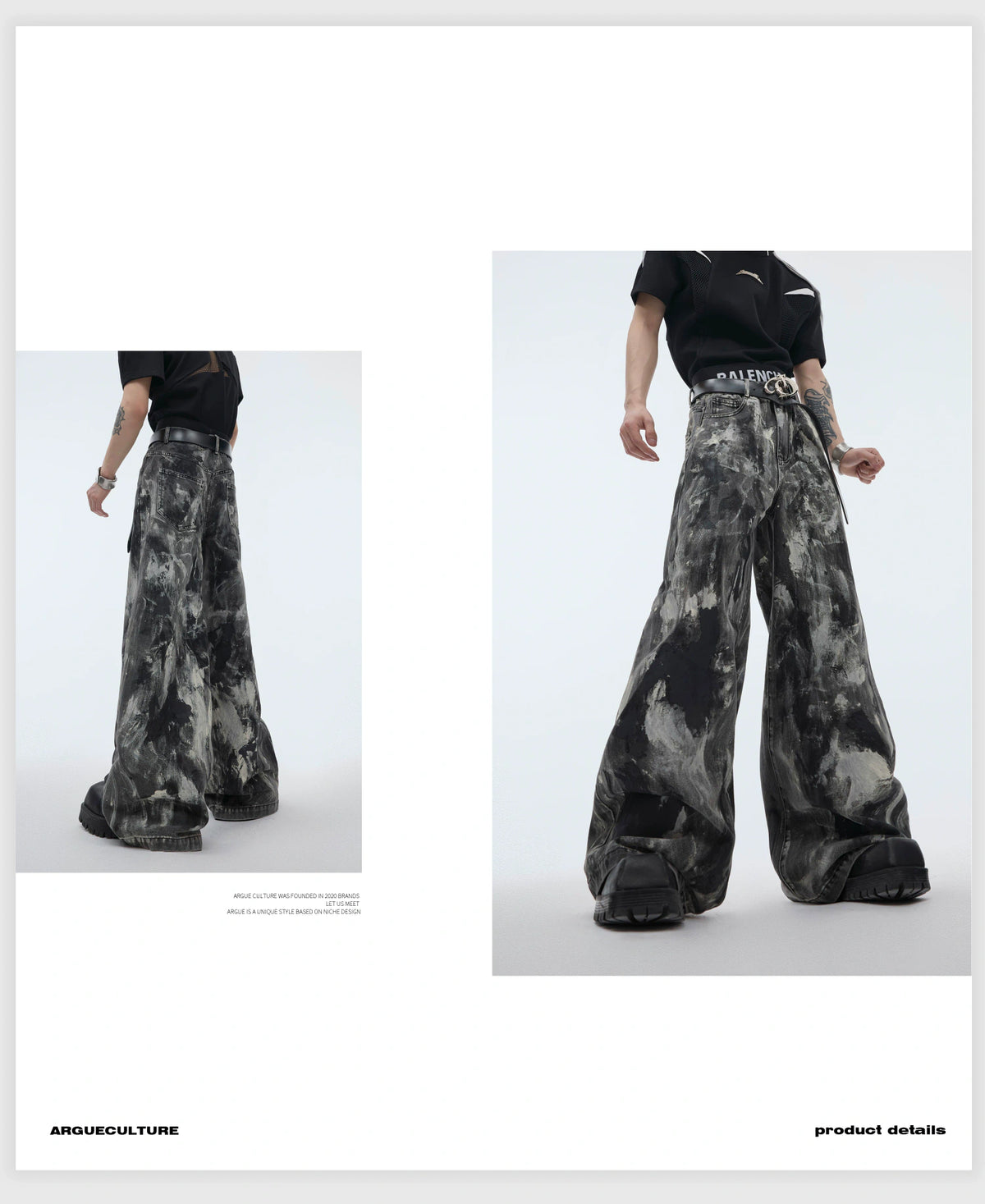 Relaxed Straight-Leg Washed Jeans | Cotton Denim - description image 7