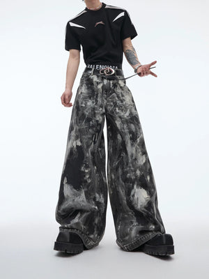 Relaxed Straight-Leg Washed Jeans | Cotton Denim - main image 1