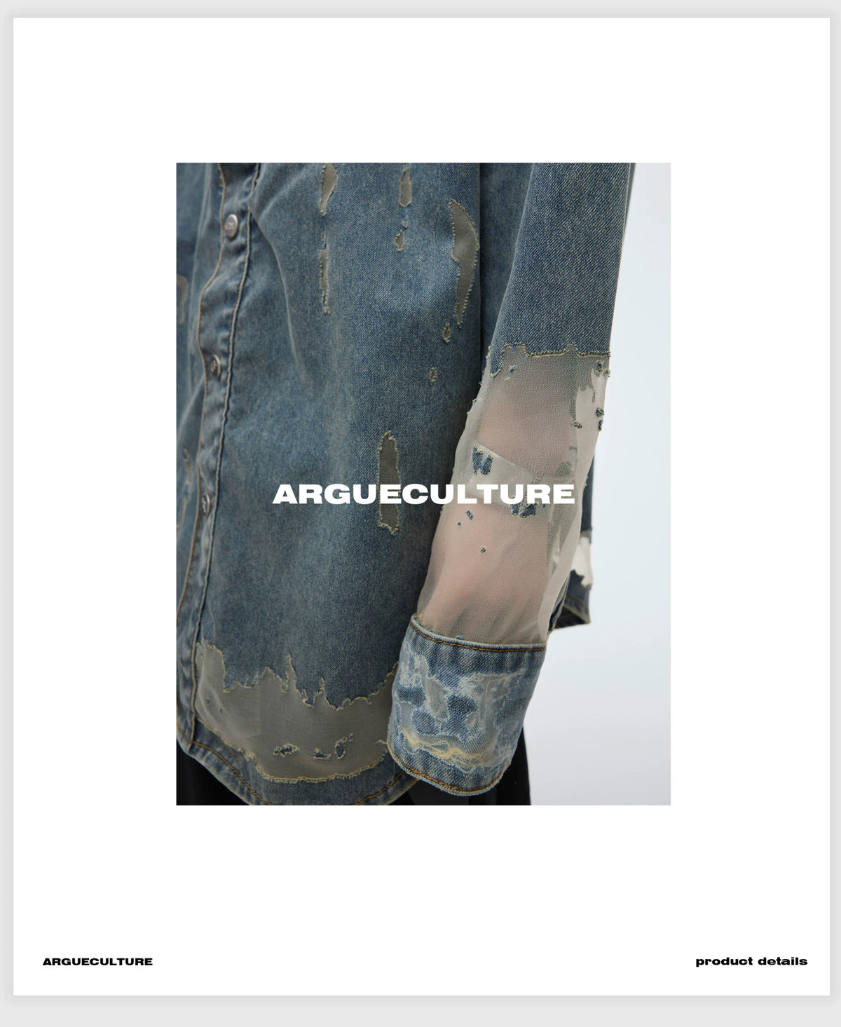 Deconstructed Hollow Denim Shirt with Lace Panels - description image 6