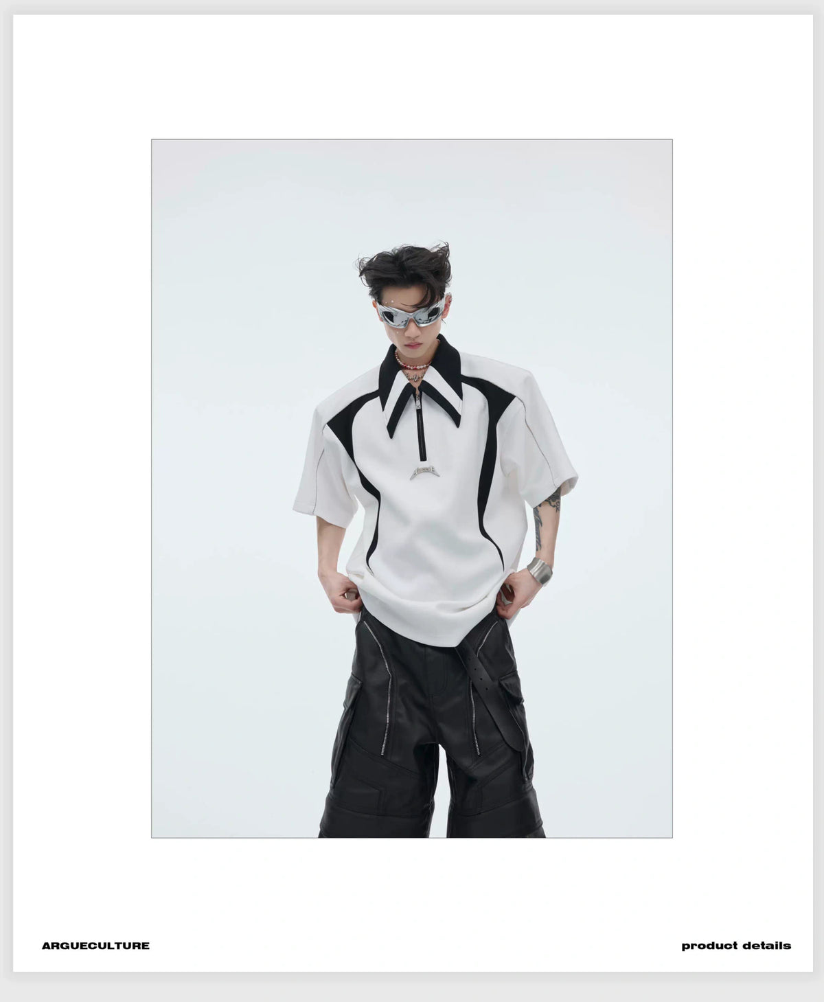 Color-Blocked Deconstructed Polo Tee | Relaxed Fit - description image 3
