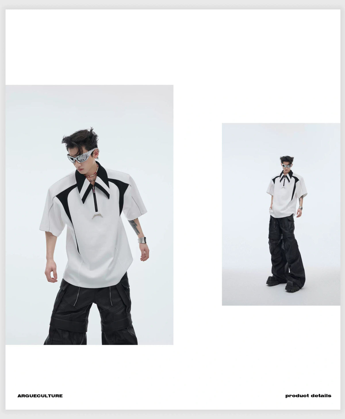 Color-Blocked Deconstructed Polo Tee | Relaxed Fit - description image 4