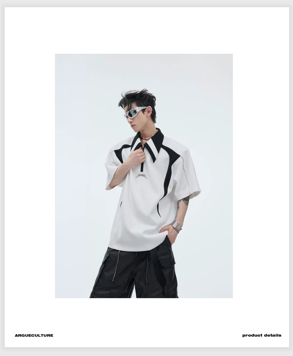 Color-Blocked Deconstructed Polo Tee | Relaxed Fit - description image 5