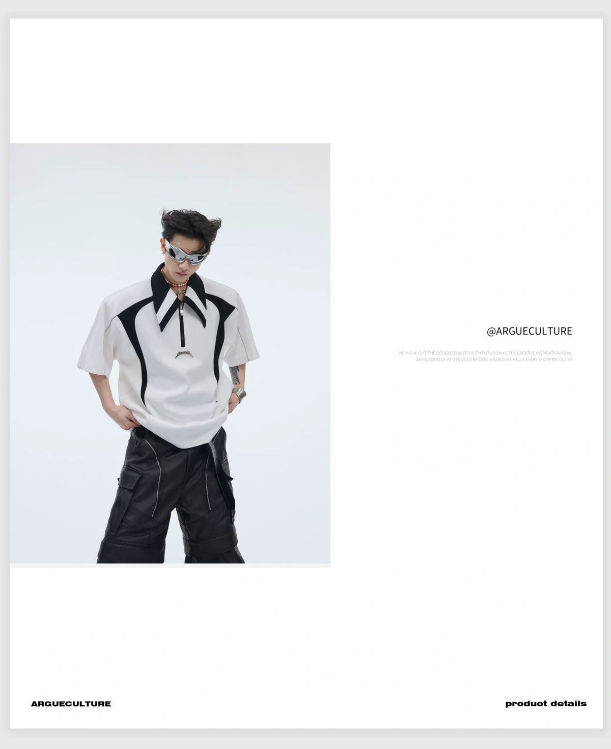 Color-Blocked Deconstructed Polo Tee | Relaxed Fit - description image 6
