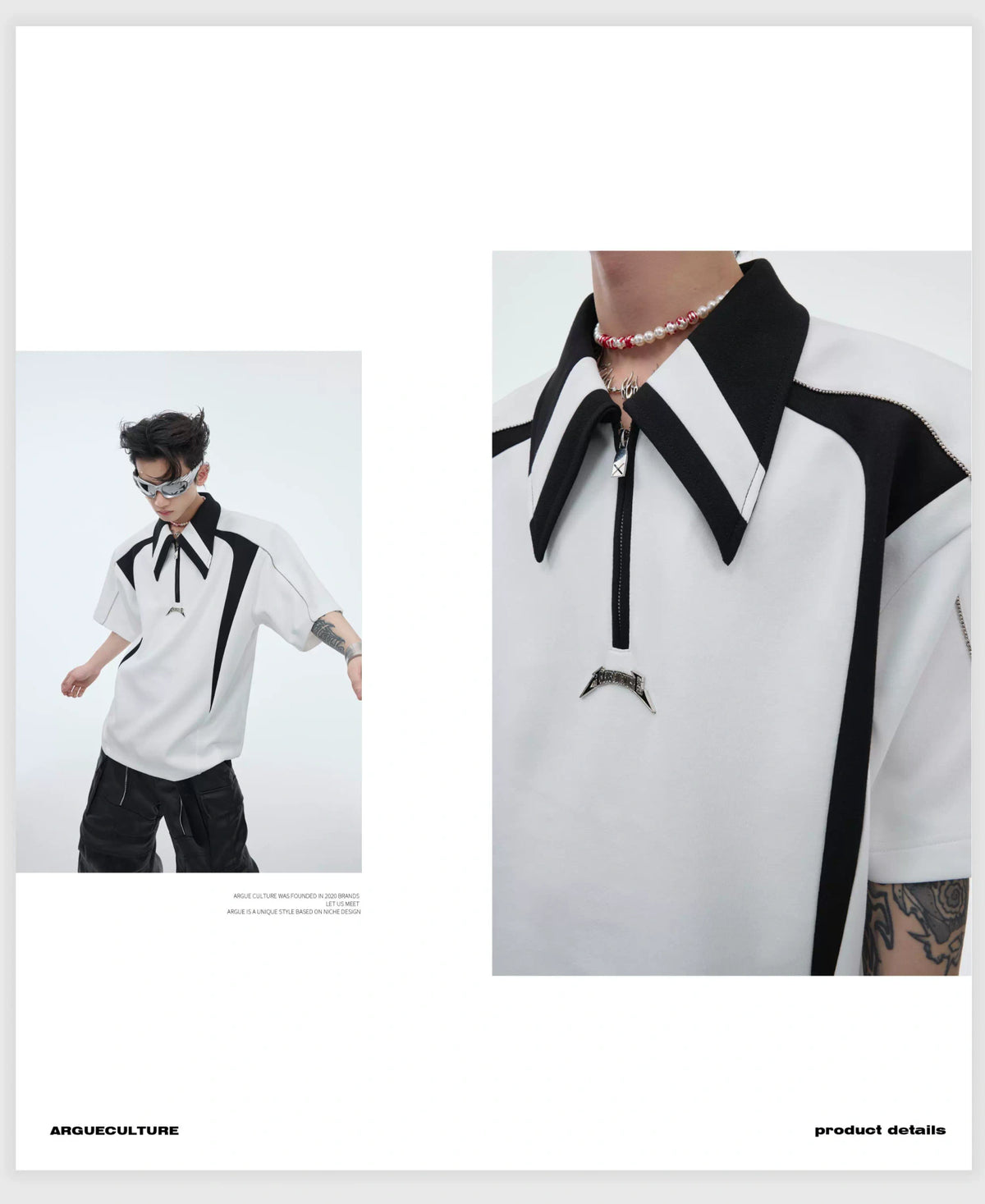 Color-Blocked Deconstructed Polo Tee | Relaxed Fit - description image 8