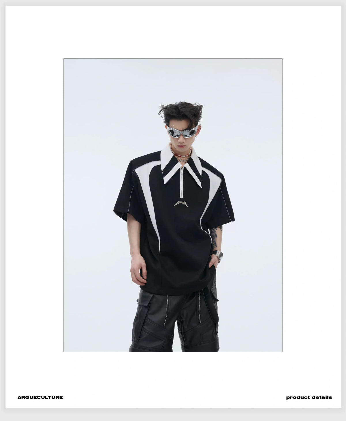 Color-Blocked Deconstructed Polo Tee | Relaxed Fit - description image 10