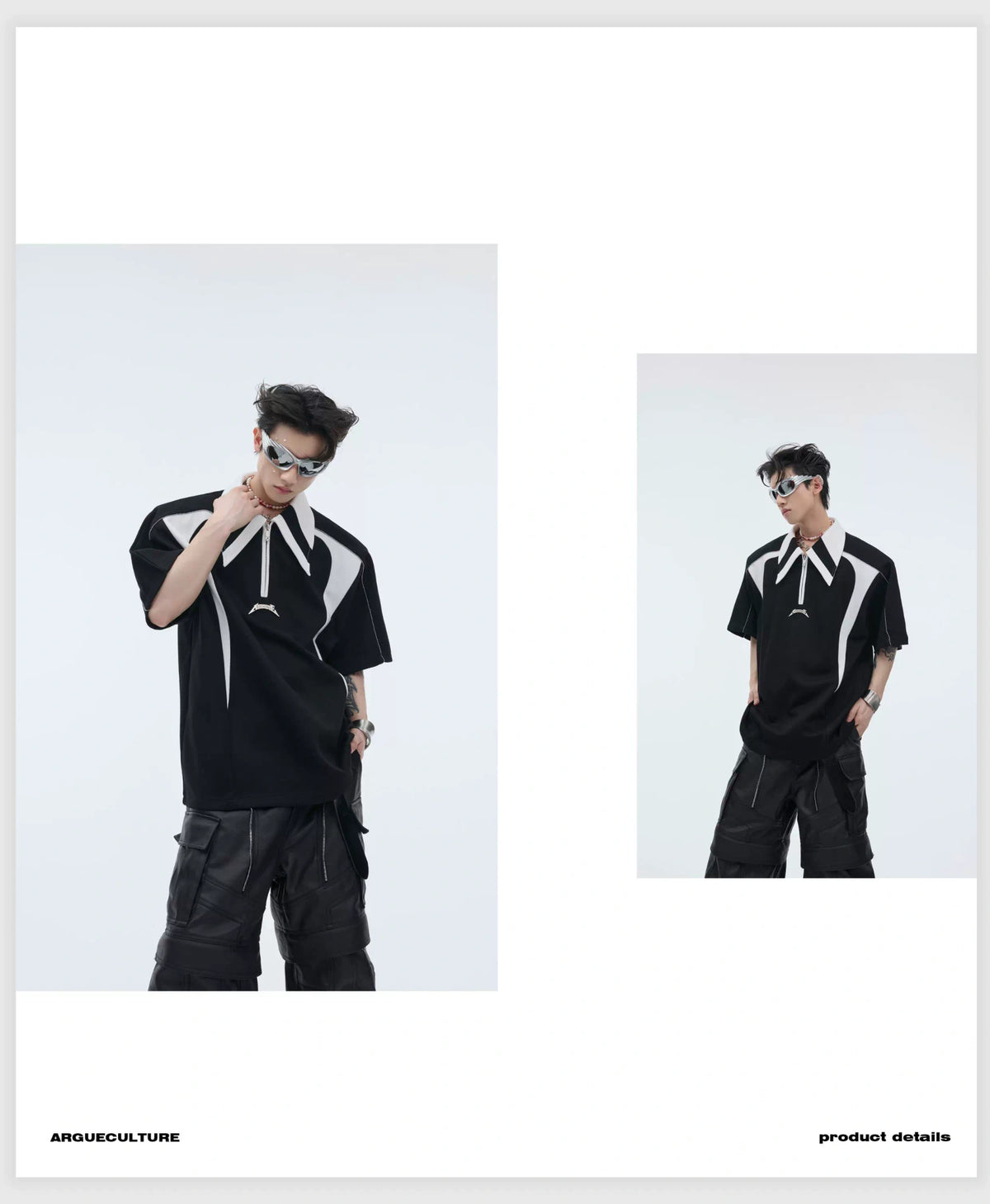 Color-Blocked Deconstructed Polo Tee | Relaxed Fit - description image 11