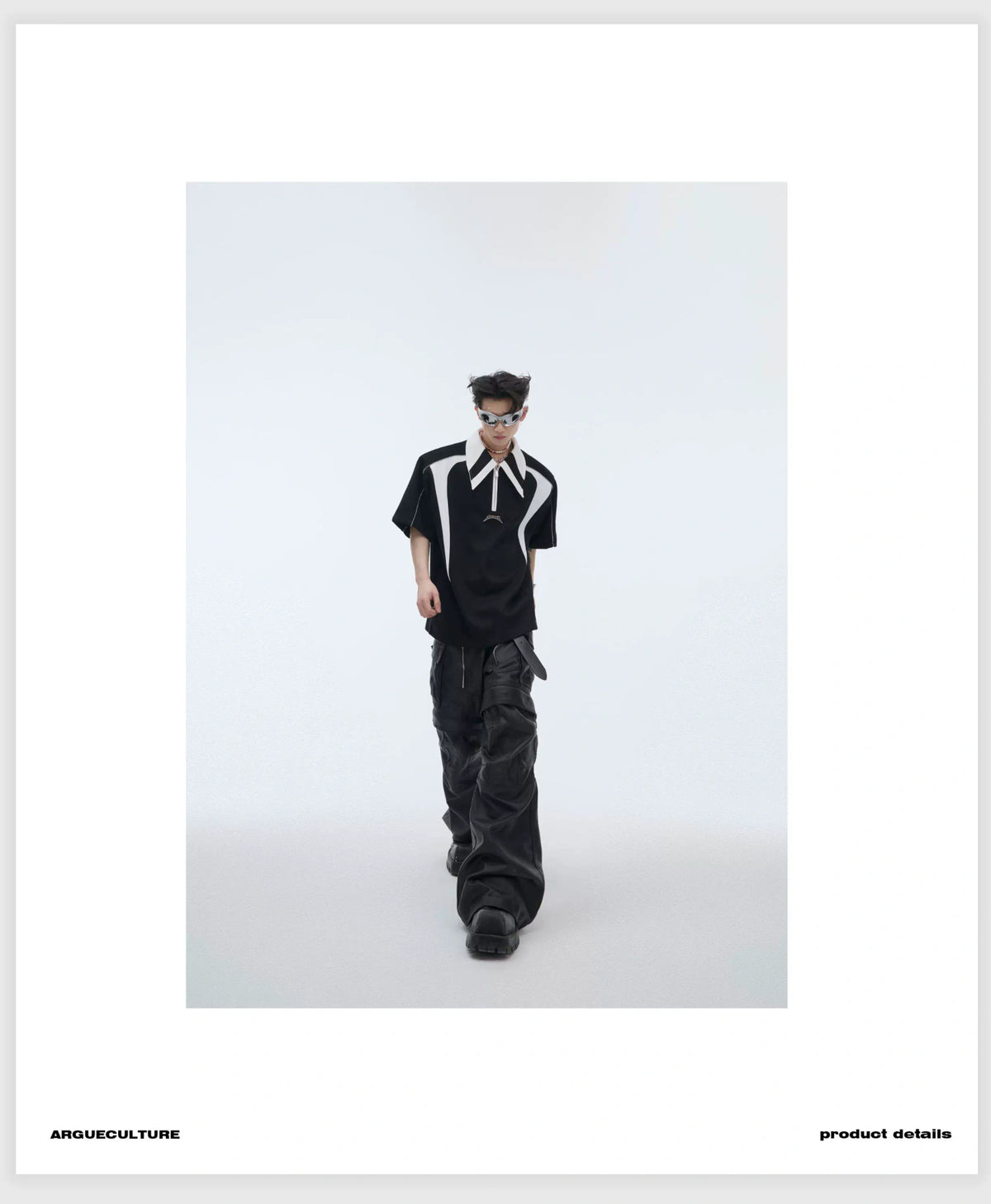 Color-Blocked Deconstructed Polo Tee | Relaxed Fit - description image 12
