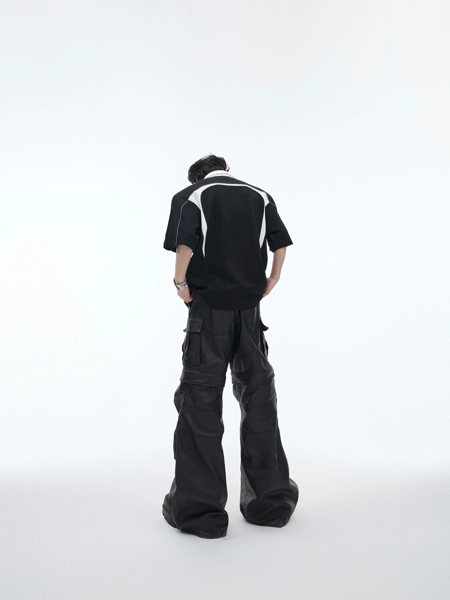 Color-Blocked Deconstructed Polo Tee | Relaxed Fit - main image 3