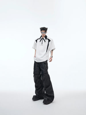 Color-Blocked Deconstructed Polo Tee | Relaxed Fit - main image 5