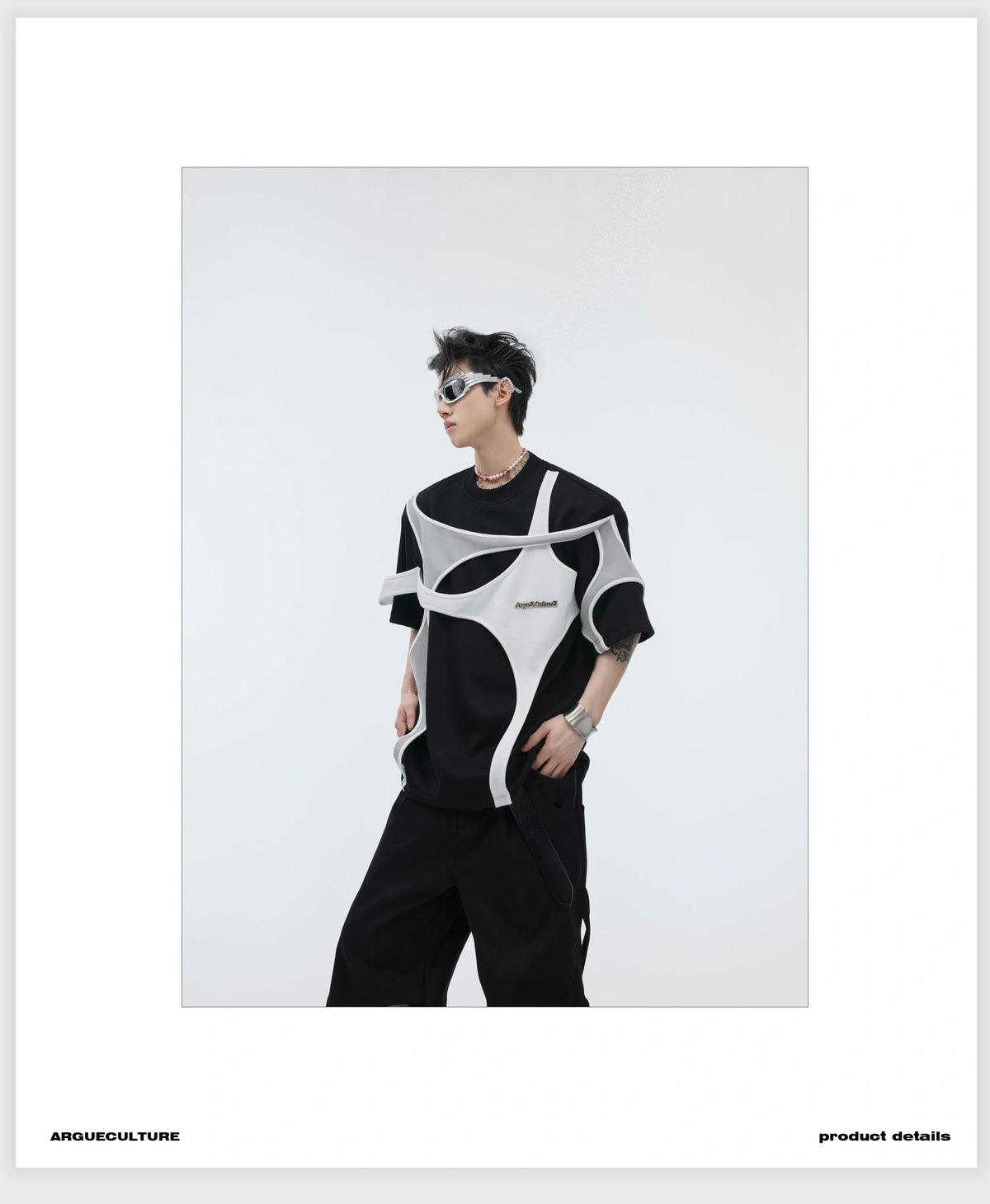 Deconstructed Layered Shoulder-Pad Tee | Streetwear - description image 2