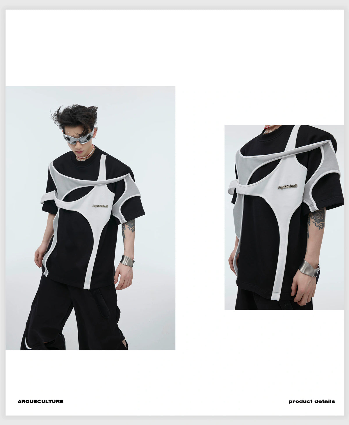 Deconstructed Layered Shoulder-Pad Tee | Streetwear - description image 4