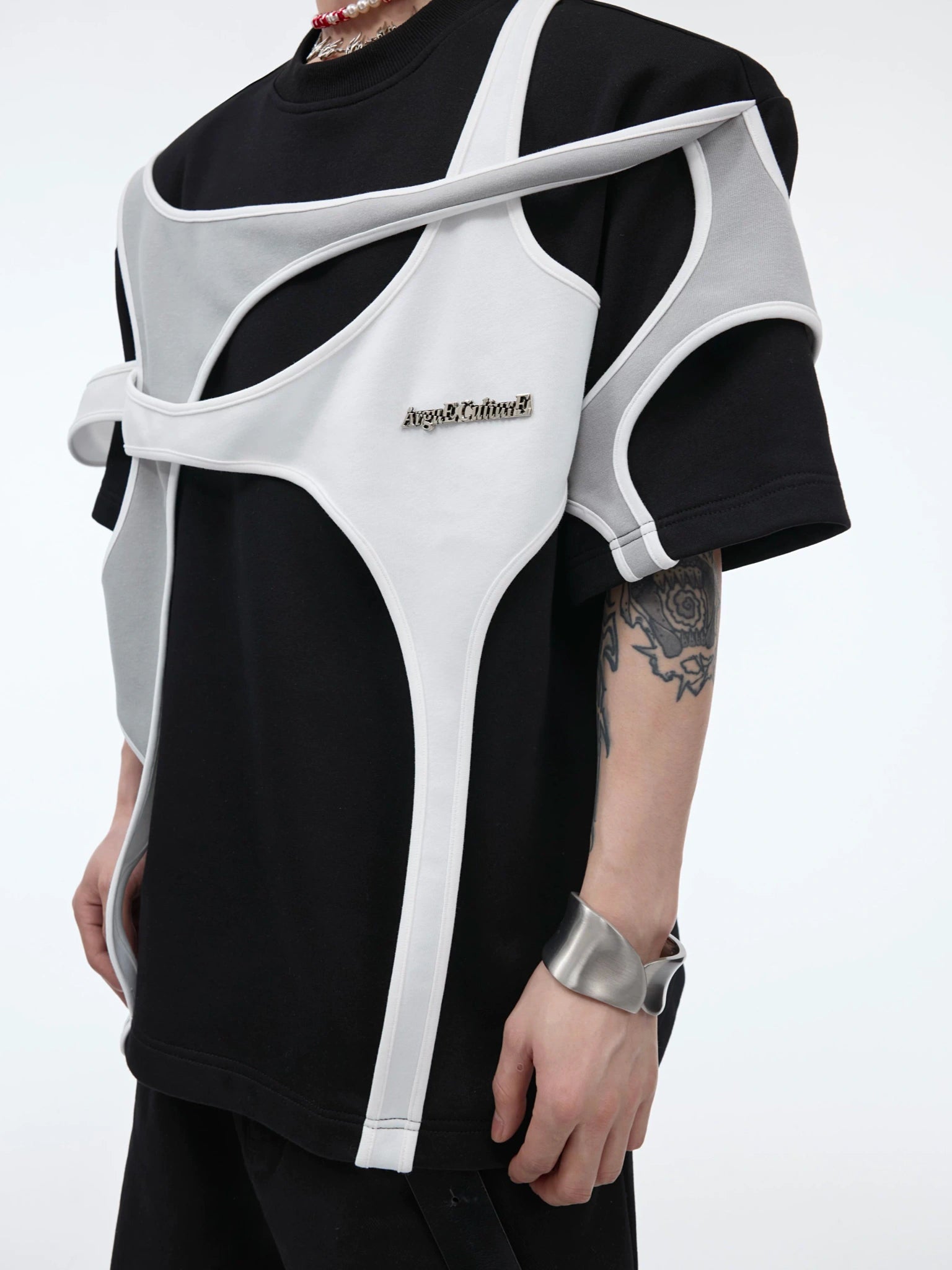 Deconstructed Layered Shoulder-Pad Tee | Streetwear - main image 2