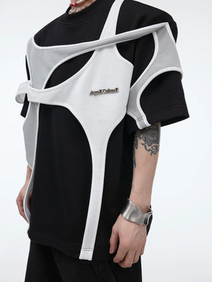 Deconstructed Layered Shoulder-Pad Tee | Streetwear - main image 2