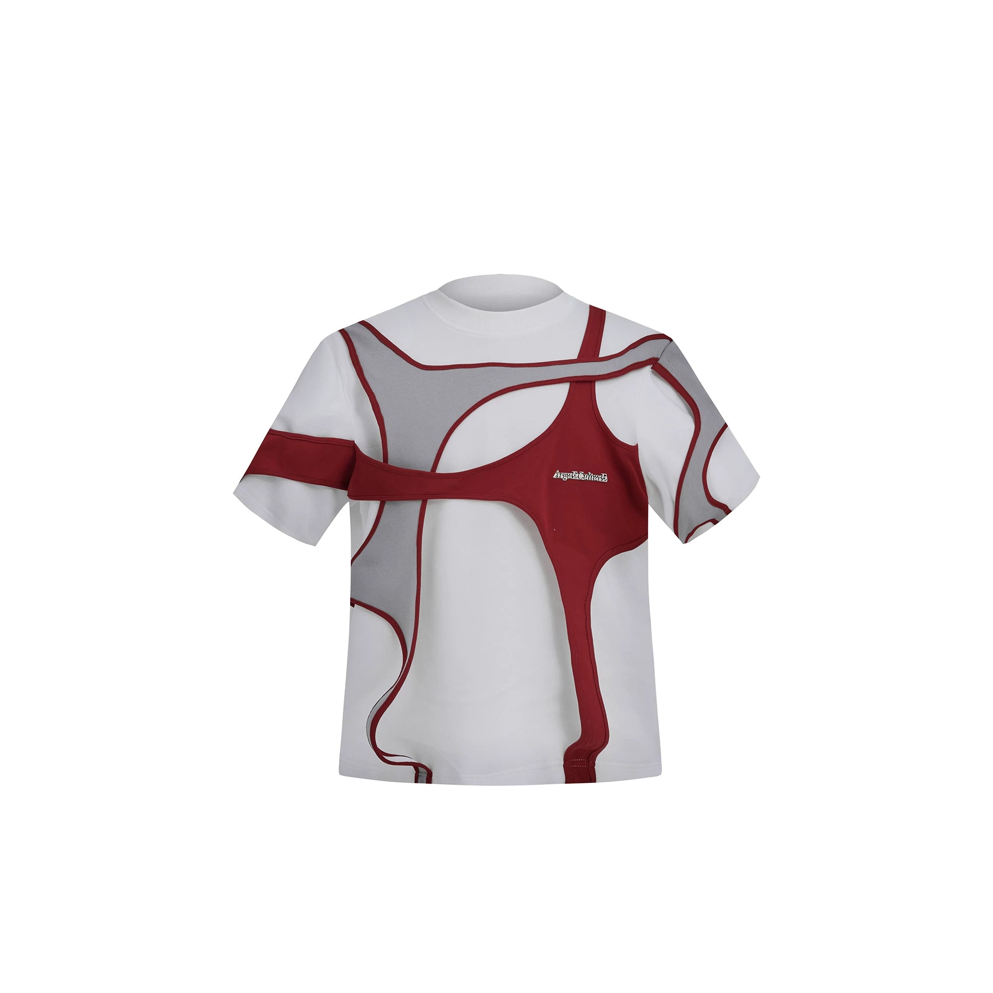 Deconstructed Layered Shoulder-Pad Tee | Streetwear - Red