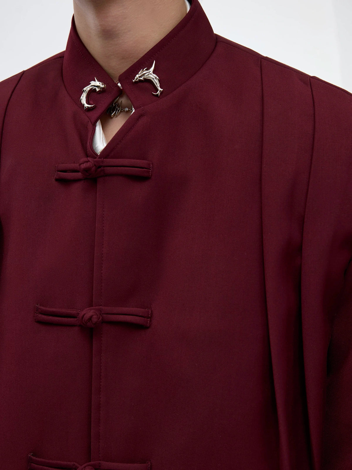 Pleated Frog-Button Jacket | Relaxed New-Chinese Style - main image 4