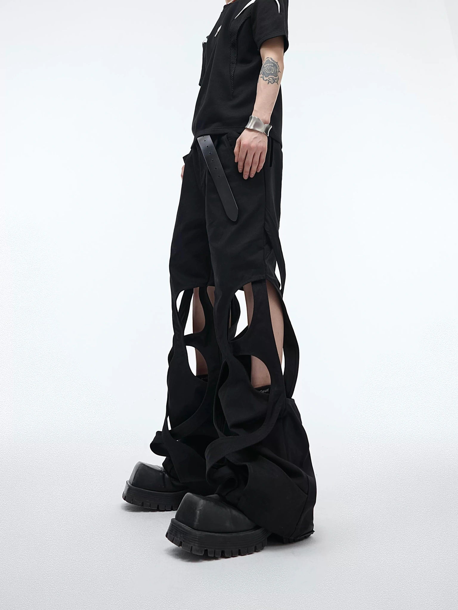 Deconstructed Cut-Out Cargo Pants | Loose Tapered Fit - main image 1