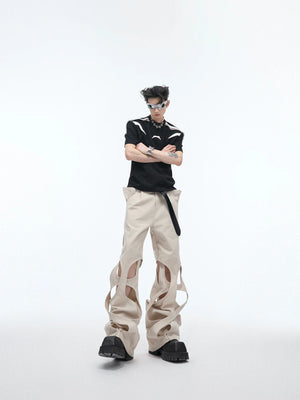 Deconstructed Cut-Out Cargo Pants | Loose Tapered Fit - main image 4