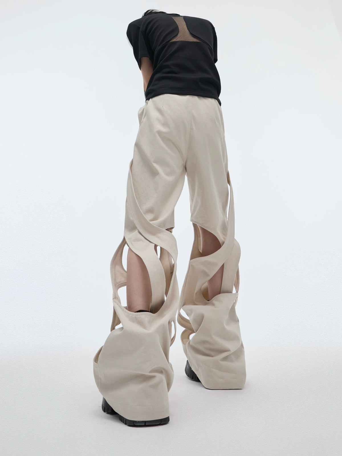 Deconstructed Cut-Out Cargo Pants | Loose Tapered Fit - main image 5