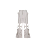 Deconstructed Cut-Out Cargo Pants | Loose Tapered Fit - White