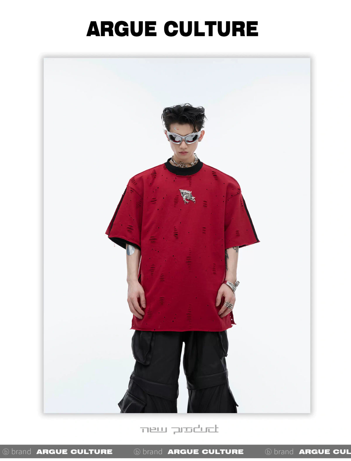 Deconstructed Logo Shoulder-Pad Cotton T-Shirt - description image 3