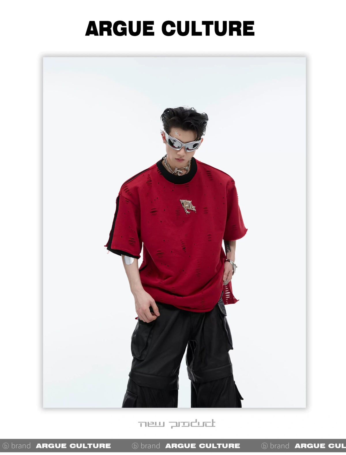 Deconstructed Logo Shoulder-Pad Cotton T-Shirt - description image 4
