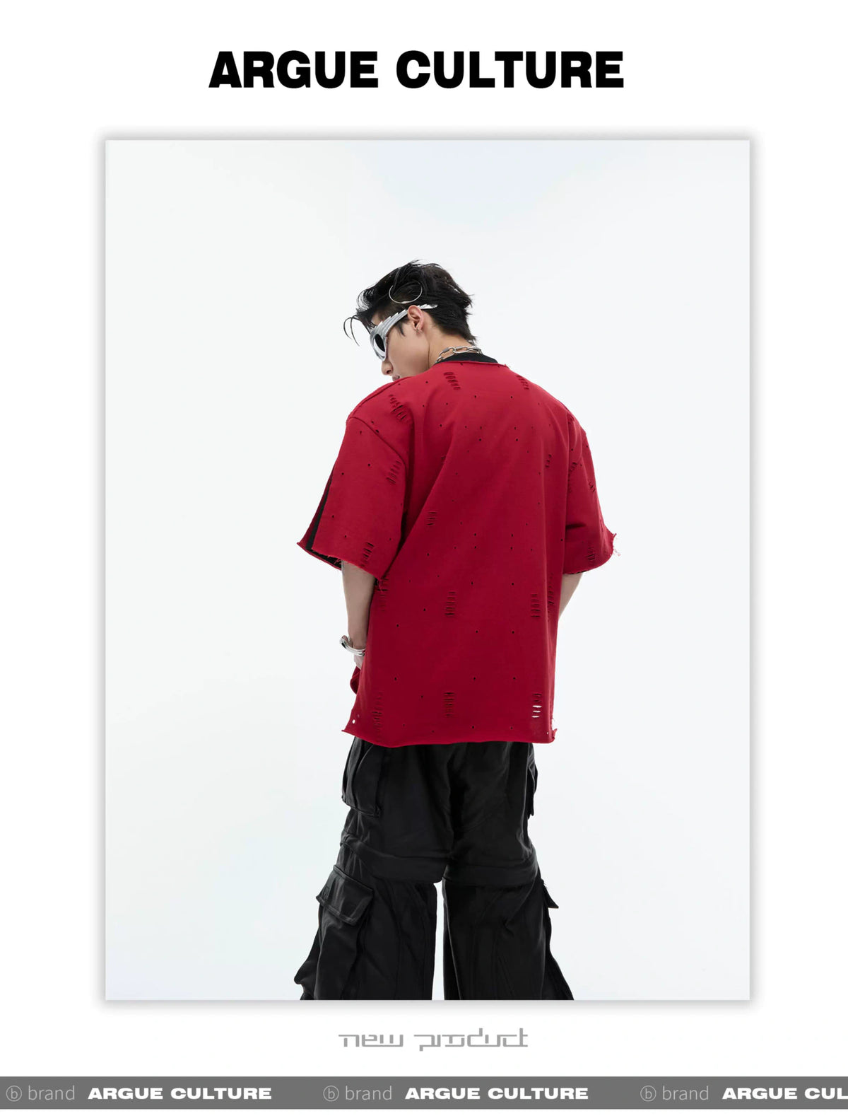 Deconstructed Logo Shoulder-Pad Cotton T-Shirt - description image 7