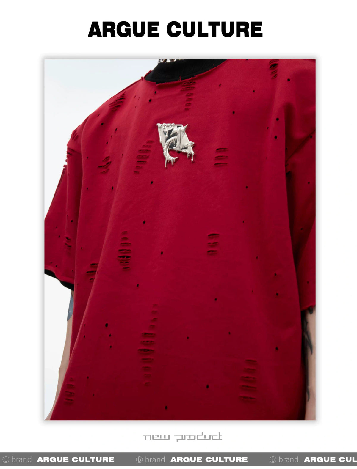 Deconstructed Logo Shoulder-Pad Cotton T-Shirt - description image 9