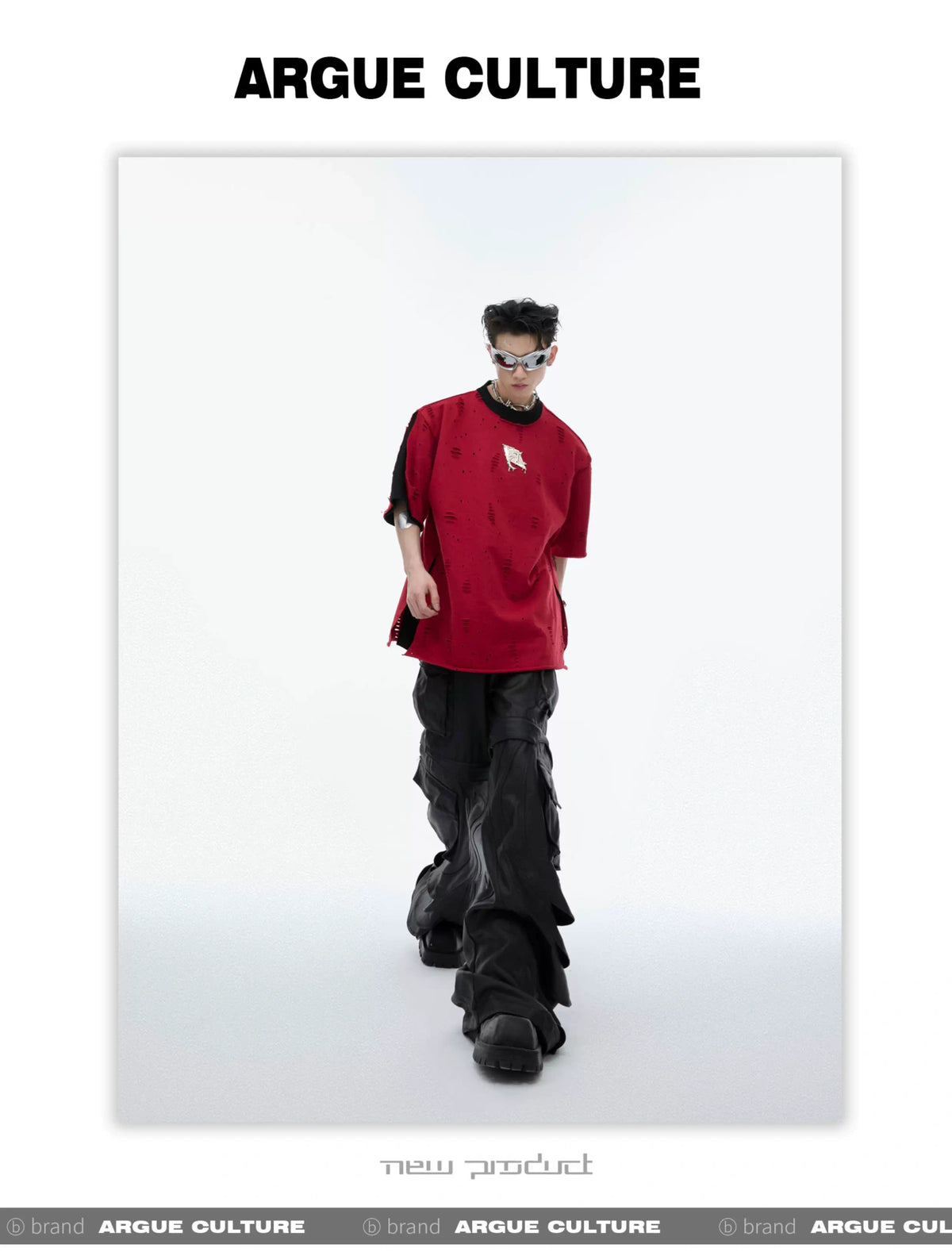 Deconstructed Logo Shoulder-Pad Cotton T-Shirt - description image 10