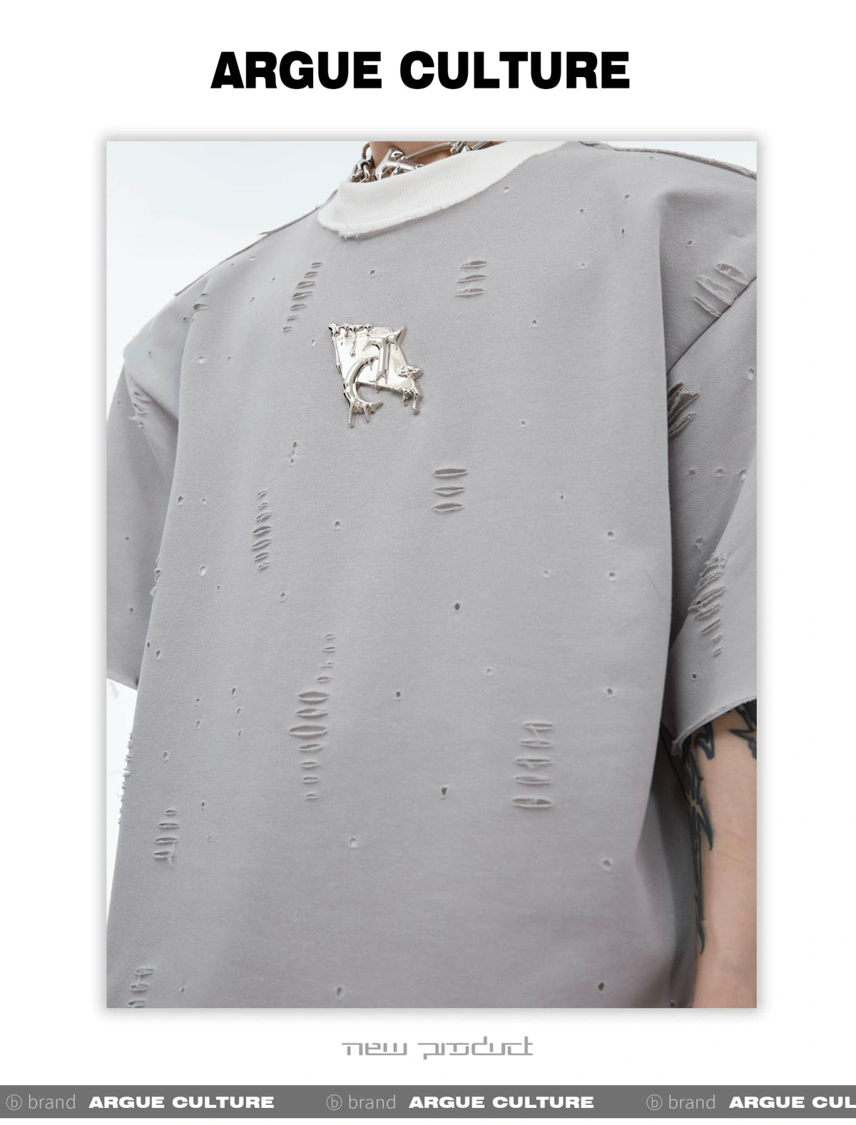 Deconstructed Logo Shoulder-Pad Cotton T-Shirt - description image 15