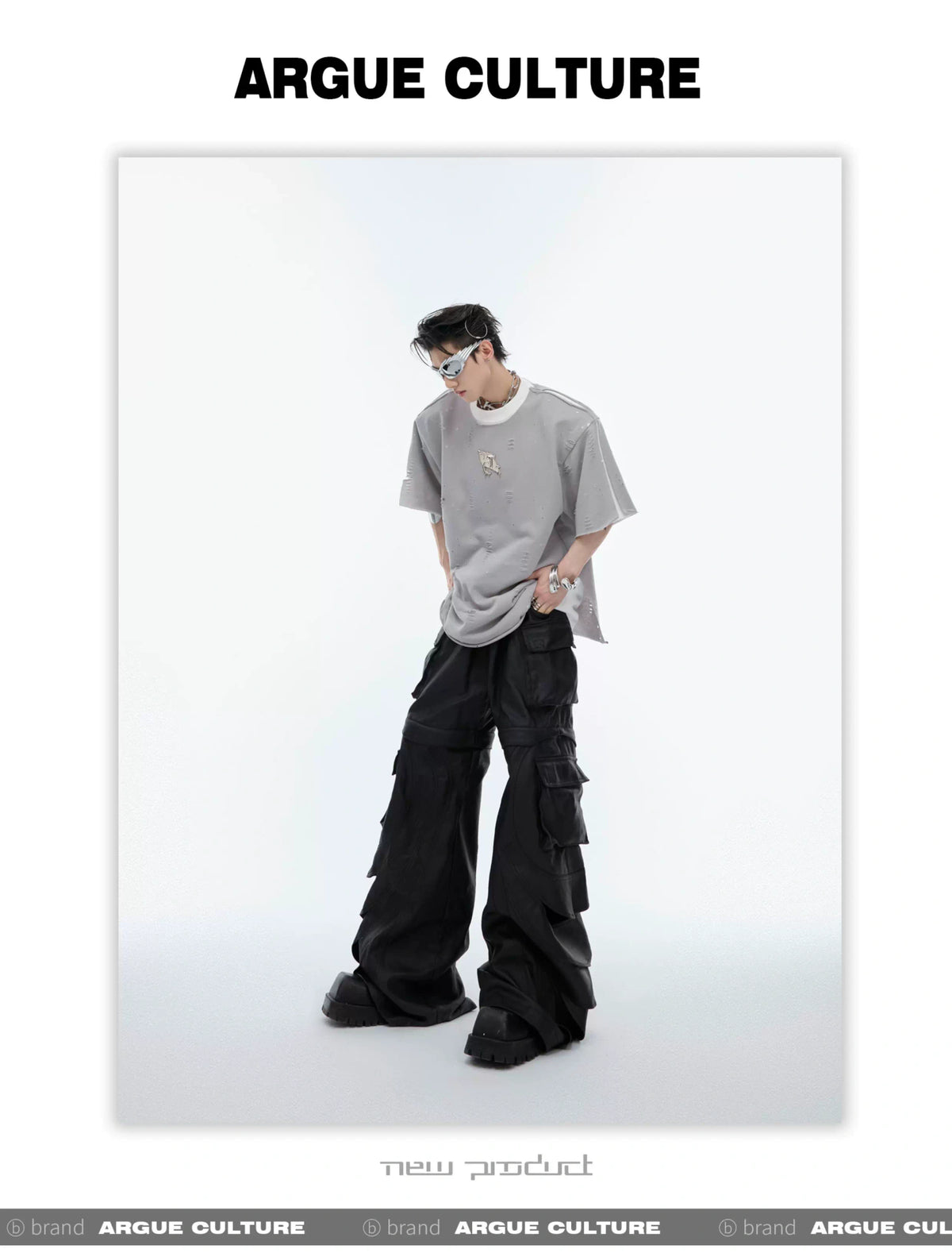 Deconstructed Logo Shoulder-Pad Cotton T-Shirt - description image 17