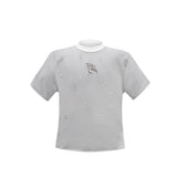 Deconstructed Logo Shoulder-Pad Cotton T-Shirt - Grey