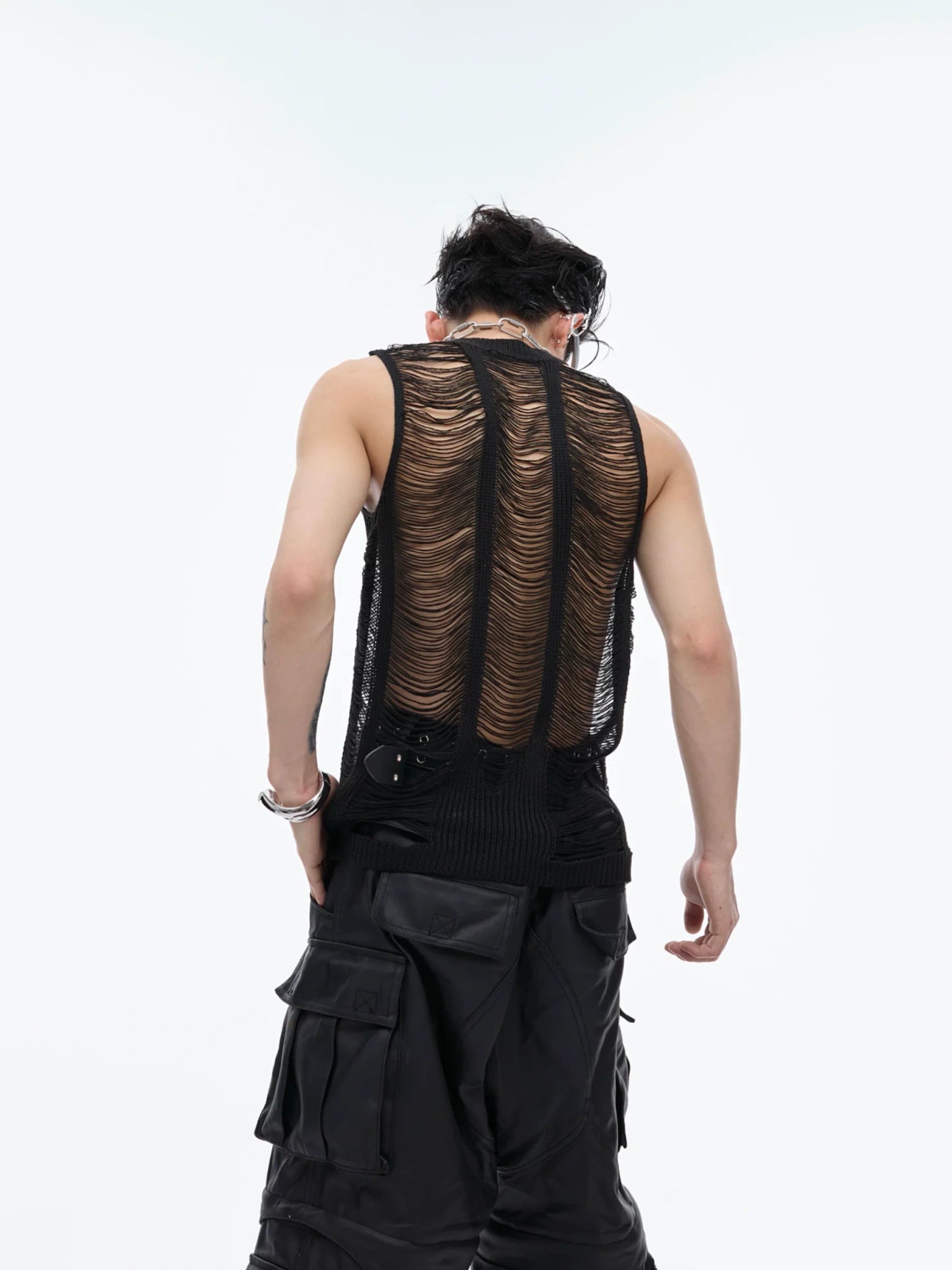 Cutout Knit Tank Top | Sleeveless Summer Layer - main image 3